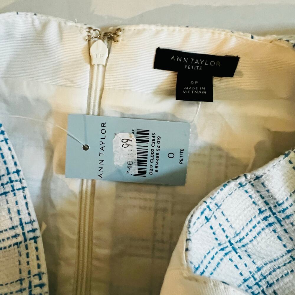 Ann Raylor Plaid High Square Neck Sleeveless Sheath Dress Size 0 Petite NWT - Picture 5 of 9